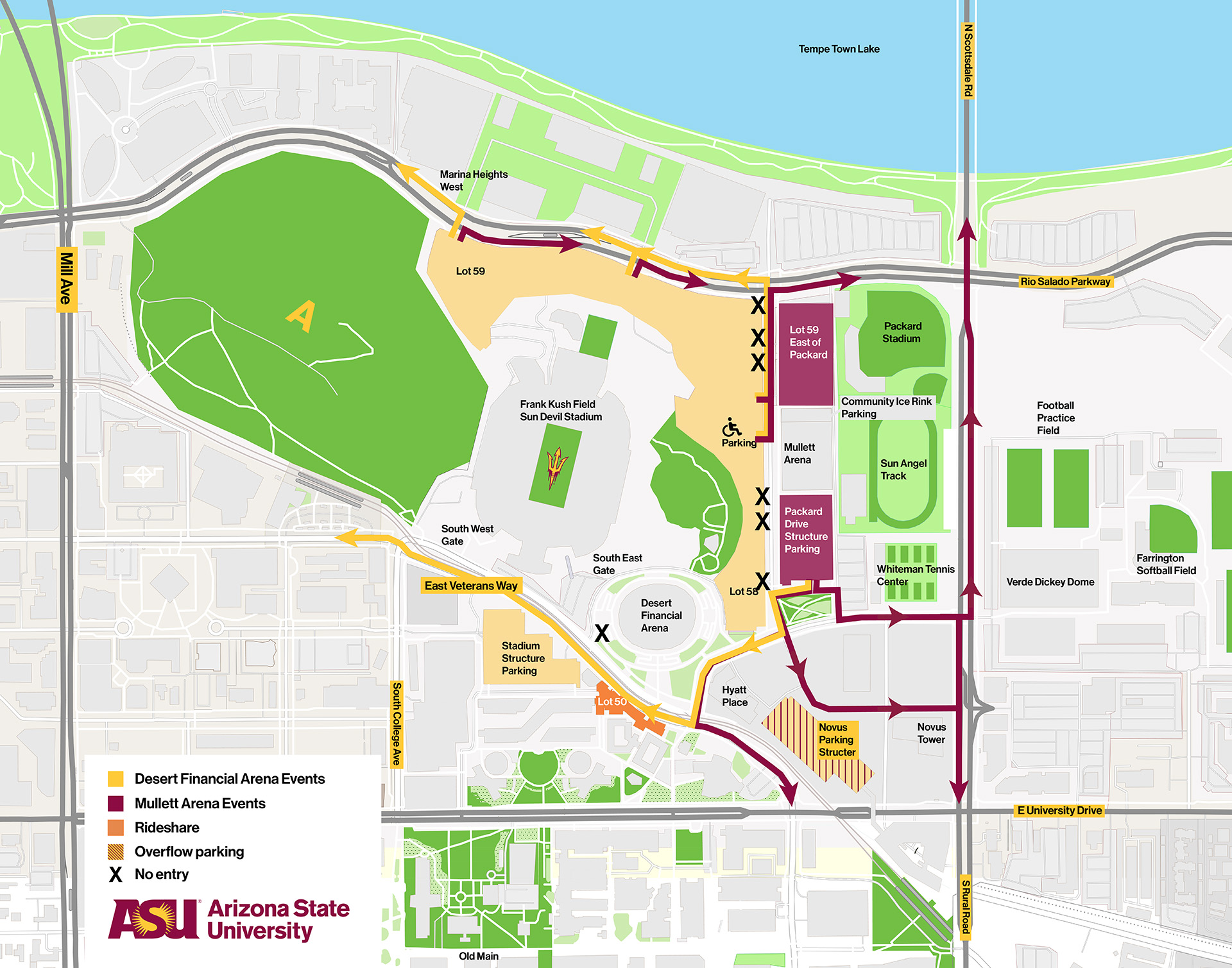 Map of Parking Traffic Route of Arizona Coyotes Events